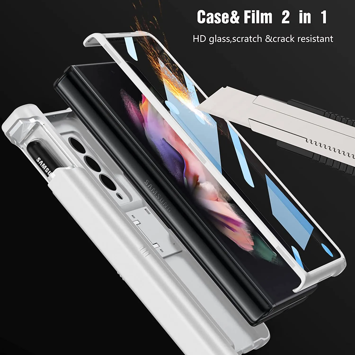 Samsung Galaxy Z Fold 3 5G Builtin Screen Portector-Silver