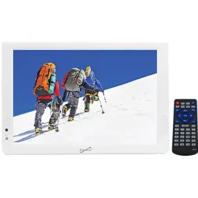 Supersonic SC-2812 White 12" Lightweight Portable LED TV w/USB SD in