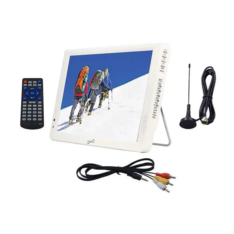 Supersonic SC-2812 White 12" Lightweight Portable LED TV w/USB SD in