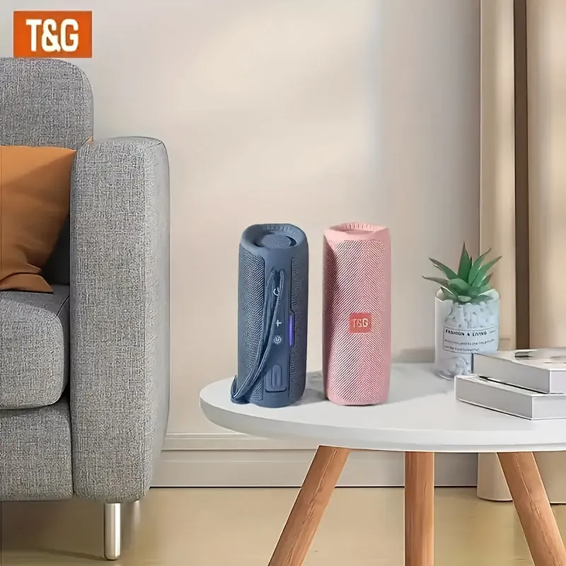 The T&G365 Wireless Speaker Is A Portable Widely Speaker With LED Lights. It Has A Built-in Microphone And Produces Loud Stereo Sound