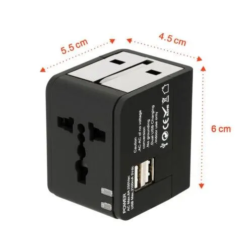 US EU UK AU Travel Universal Adapter USB Charger Type-C AC Wall Plug Converter