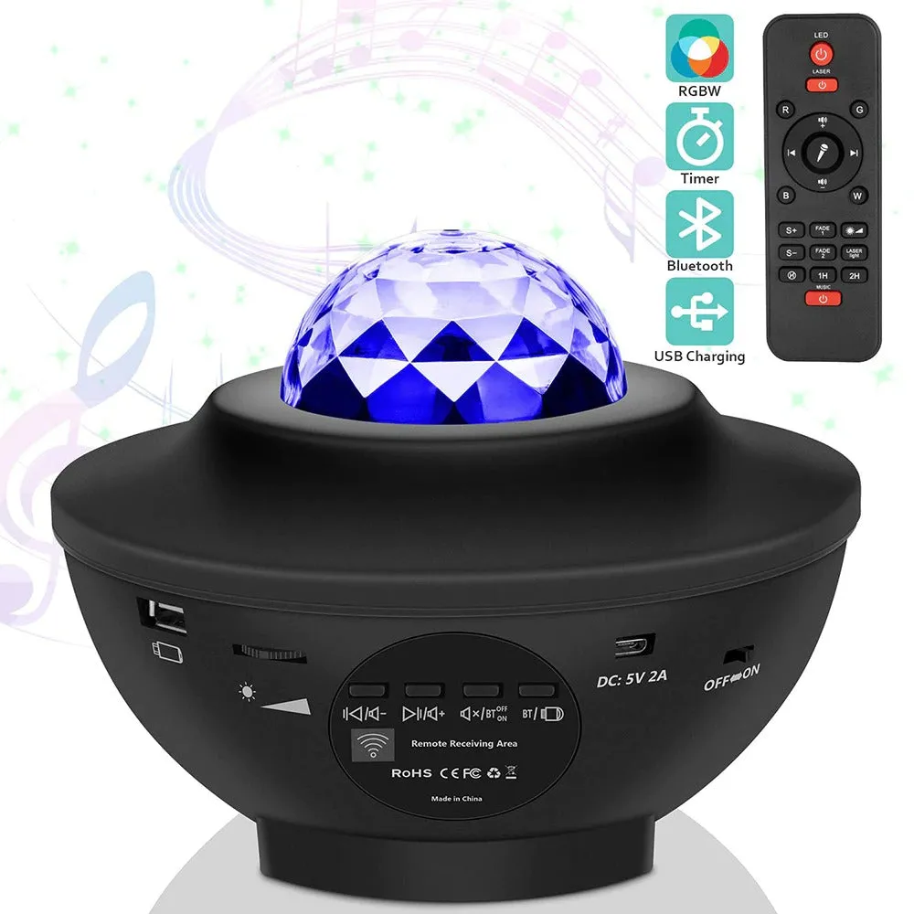 USB LED Star Night Light Music Starry Water Wave LED Light Bluetooth Projector Decor