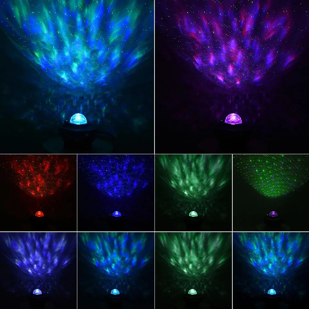 USB LED Star Night Light Music Starry Water Wave LED Light Bluetooth Projector Decor