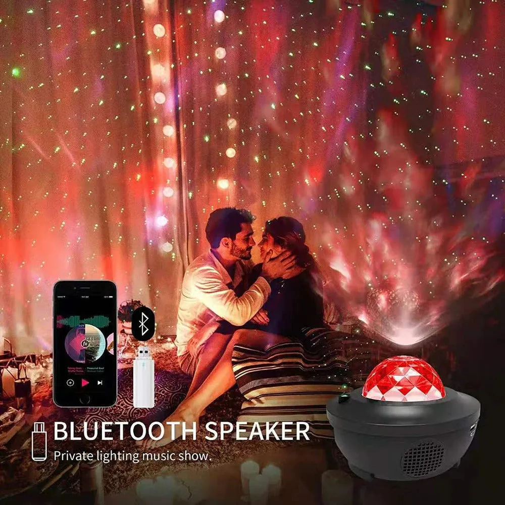 USB LED Star Night Light Music Starry Water Wave LED Light Bluetooth Projector Decor