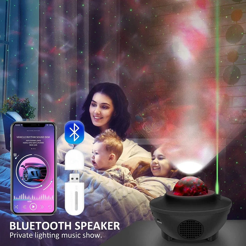 USB LED Star Night Light Music Starry Water Wave LED Light Bluetooth Projector Decor