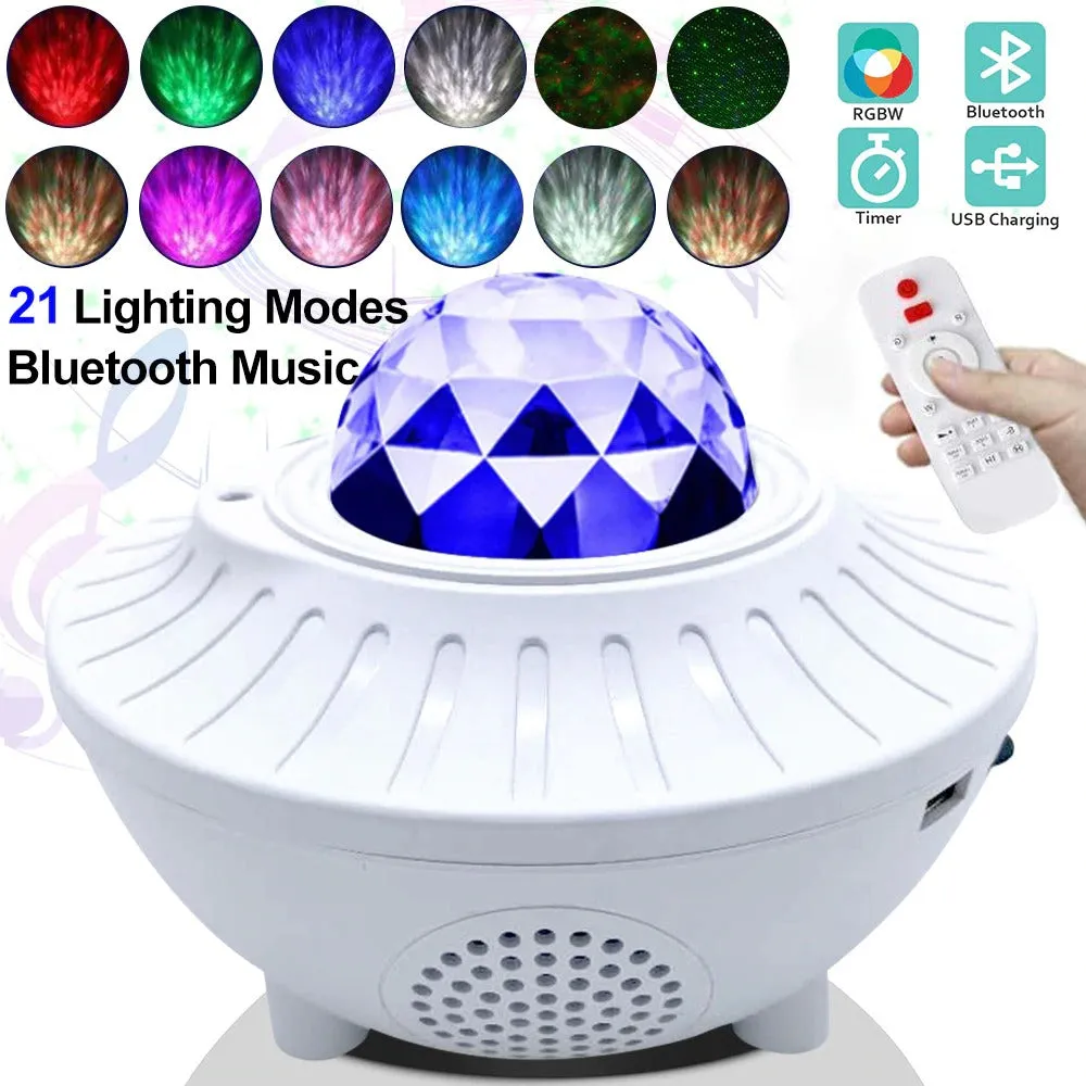 USB LED Star Night Light Music Starry Water Wave LED Light Bluetooth Projector Decor