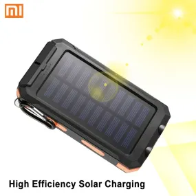 Xiaomi Brand QI3.0 Solar Power Bank 20000mah Waterproof LED Powerbank External Battery Portable Charger for Xiaomi Huawei Iphone