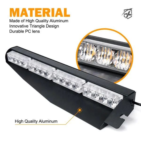 Xprite LED Visor Windshield Strobe Lights (20" Dual) Elite Series - Multiple Light Color Options
