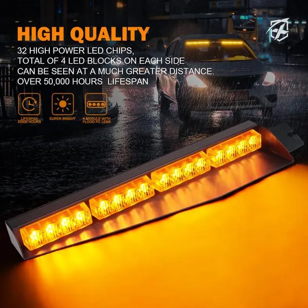 Xprite LED Visor Windshield Strobe Lights (20" Dual) Elite Series - Multiple Light Color Options