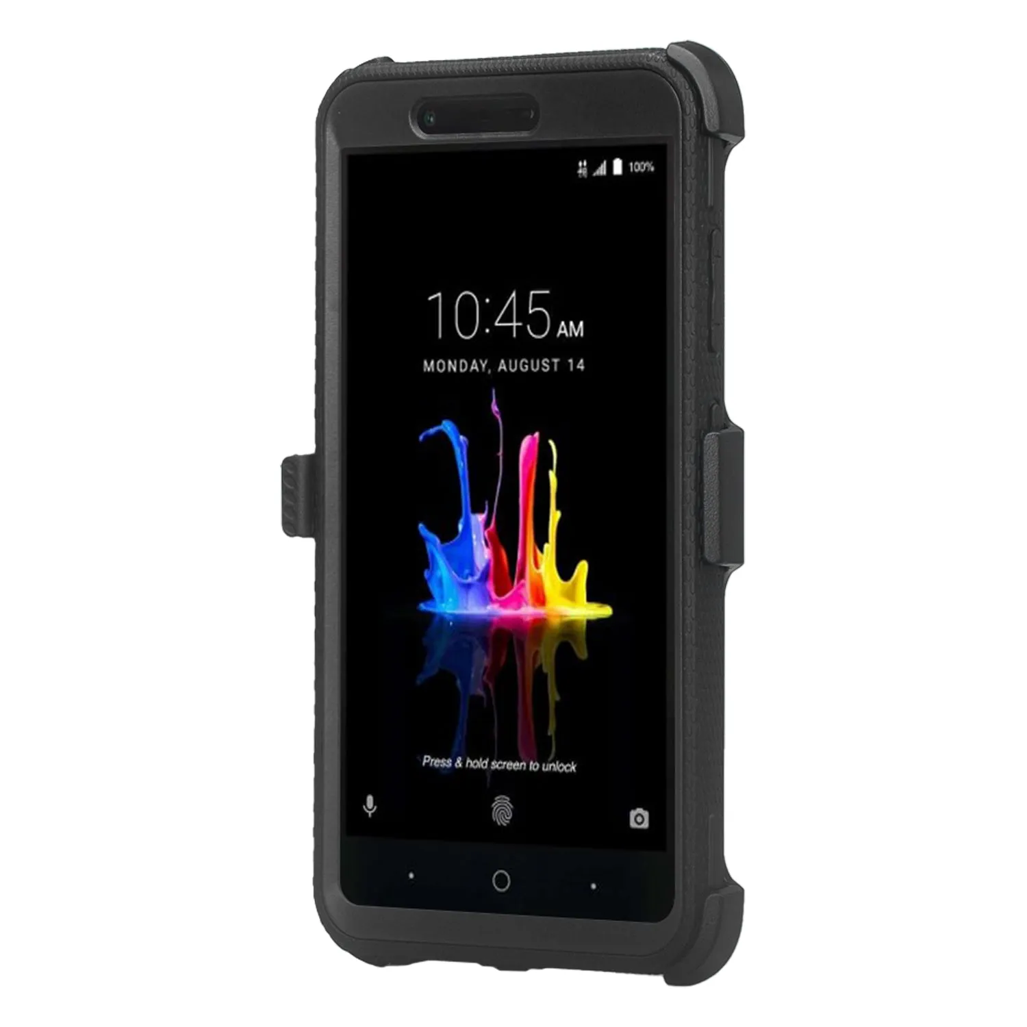 ZTE Sequoia Case, Blade Z Max, ZTE Z982 Case, Triple Protection 3-1 w/ Built in Screen Protector Heavy Duty Holster Shell Combo Case Cover - Black
